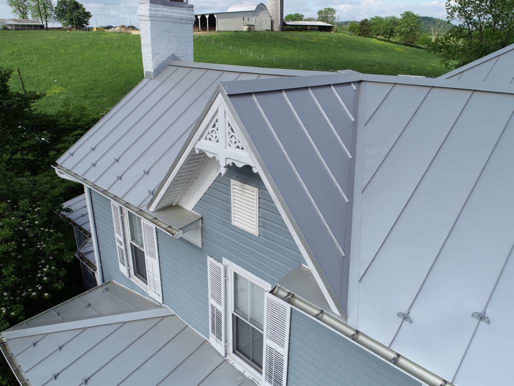 Metal peaked roof