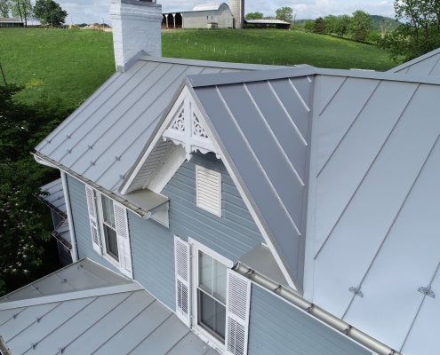 Metal peaked roof