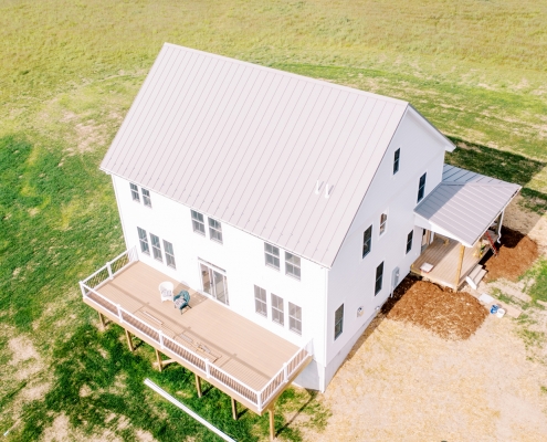 Overhead shot of metal roofing