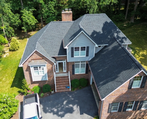 overview of residential roof with signature roof package installed.