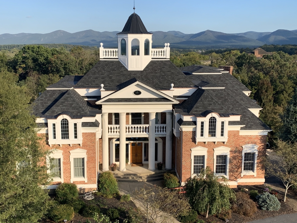 Front view of Harrisonburg home with recent roofing upgrades set in beautiful views.